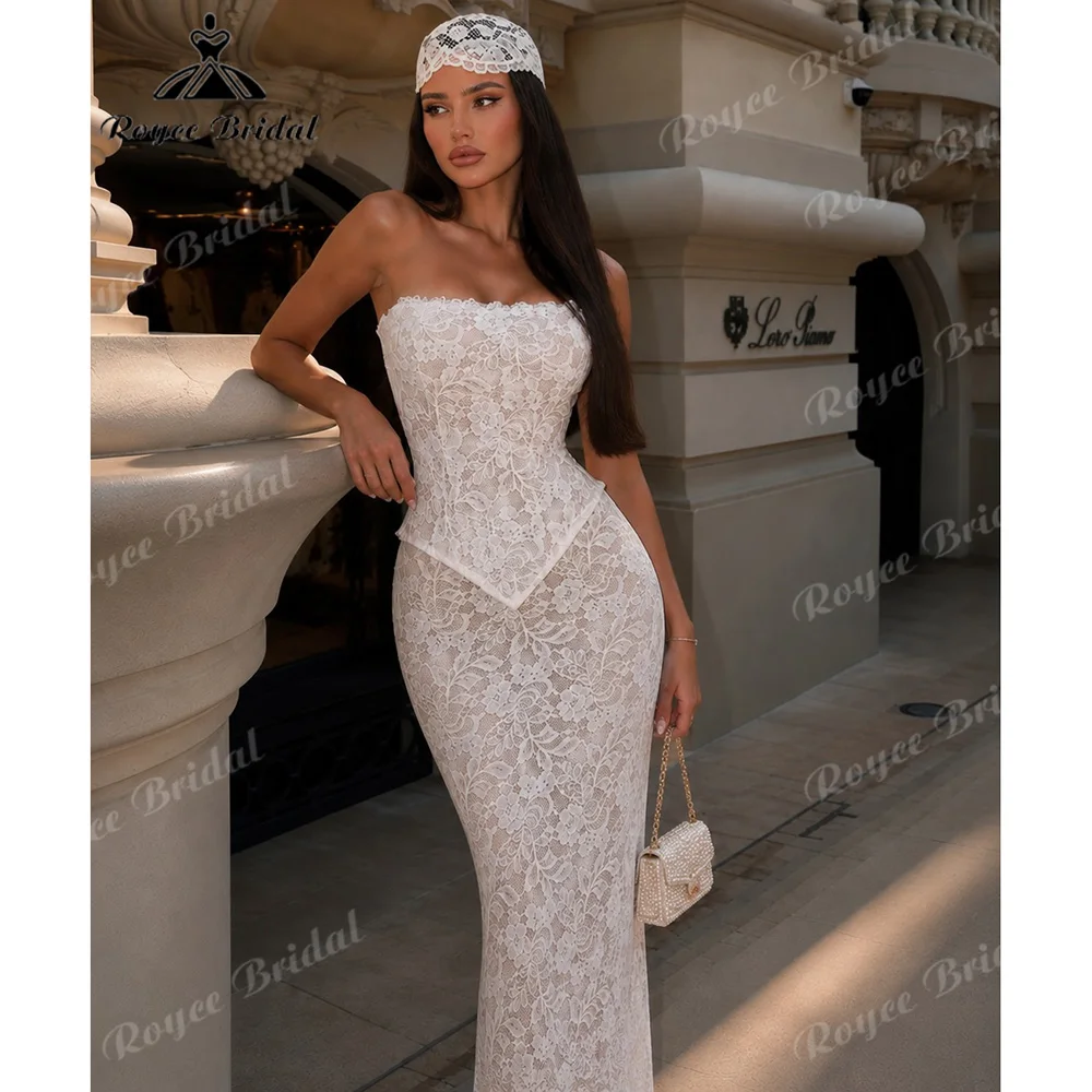 2027 Strapless Mermaid Wedding Dress Vintage Lace Corset Sleeveless Fit And Flare Bride Dress For Wedding Party Customized
