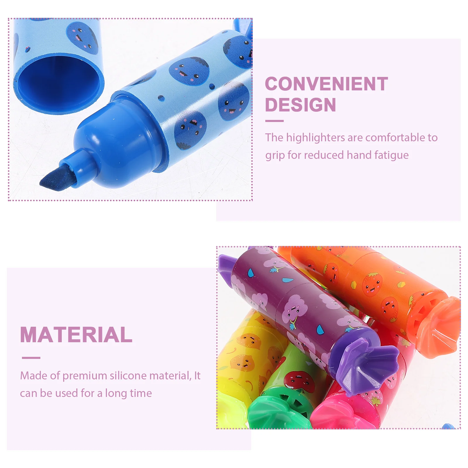 

24 Pcs Mini Highlighters 6 Colors Student Use Marker Pen Cartoon Pens School Supplies Note Marking Pens Scrapbook Tools