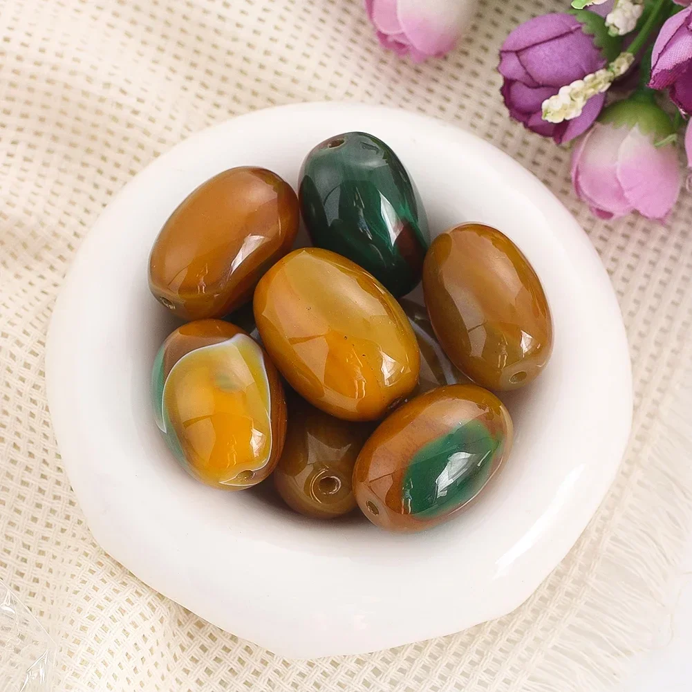 Natural Peacock Agate Barrel Beads Bulk DIY Sewing Necklace Jewelry Making Semi-finished Apparel Garment Accessories Supplies