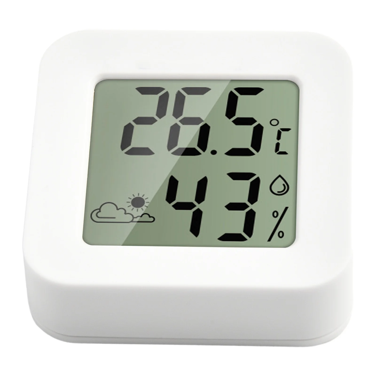 1pc Room Temperature Humidity Meter Monitor Indoor Mini LCD Display Time Thermohygrometer With Small Weather Symbol