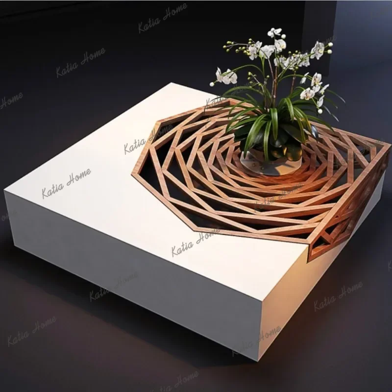 YJ Nordic Piano Lacquer Square Coffee Table Creative Side Table for Living Room Modern Tea Table