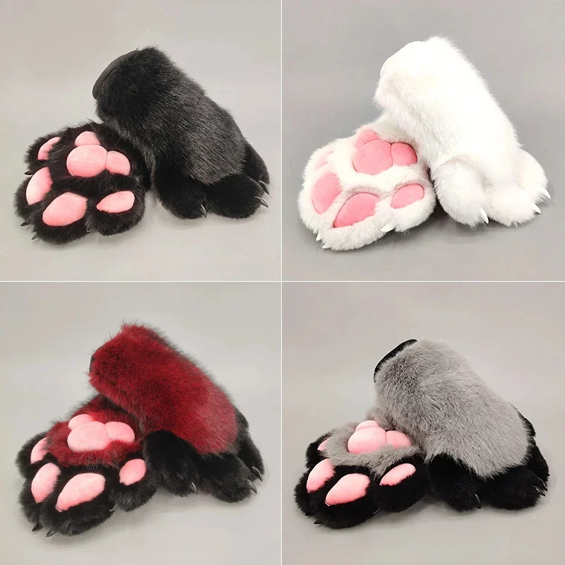 Anime Convention Performance Party Holiday Furry Canine Beast Paw Gloves Hand Paws Cosplay Cute Mittens, Fursuit Claw Props Gift view 6