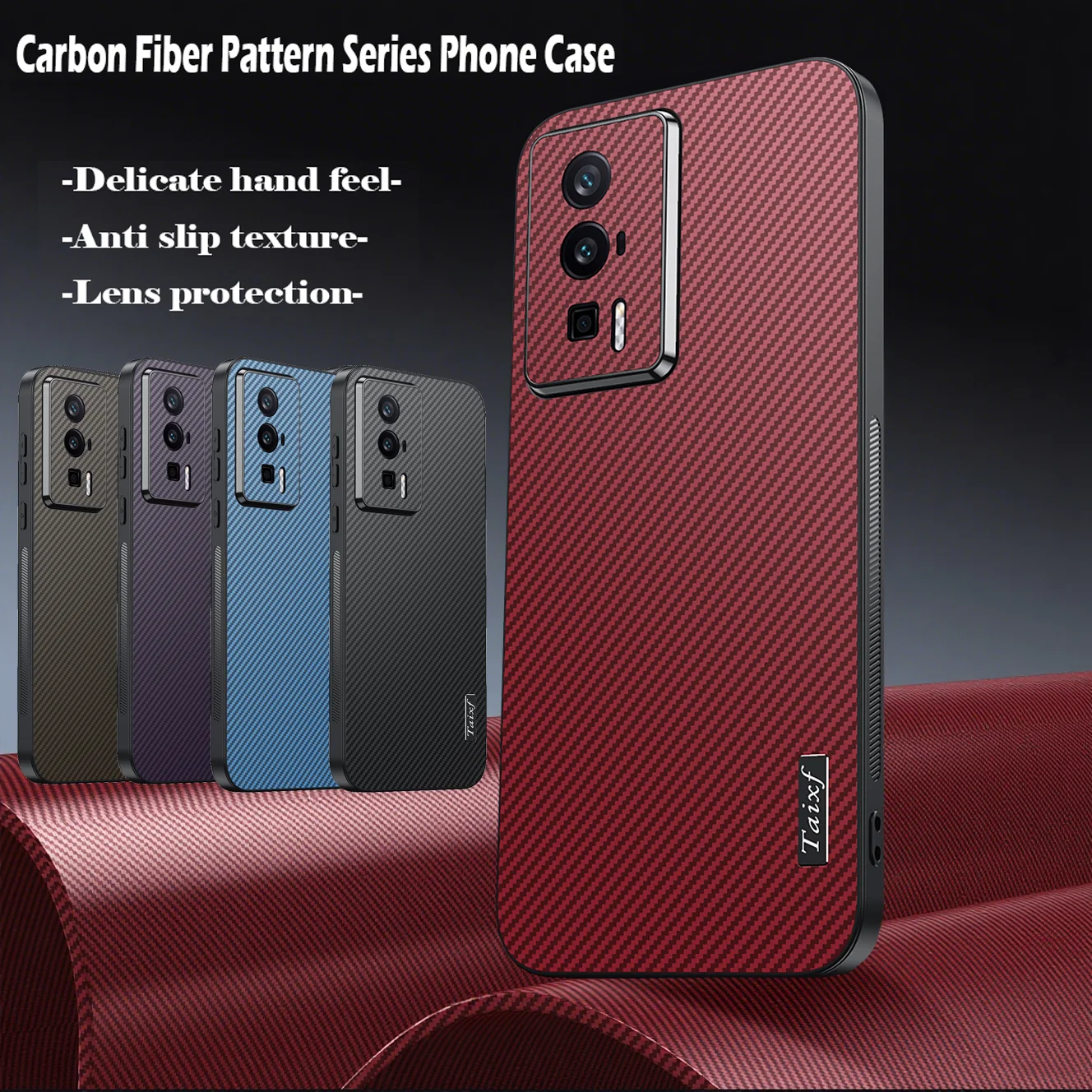

Carbon Fiber Pattern Business Style Phone Case For Xiaomi Poco F5 Pro Lens Protection Shockproof For Poco F5 Pro Back Cover