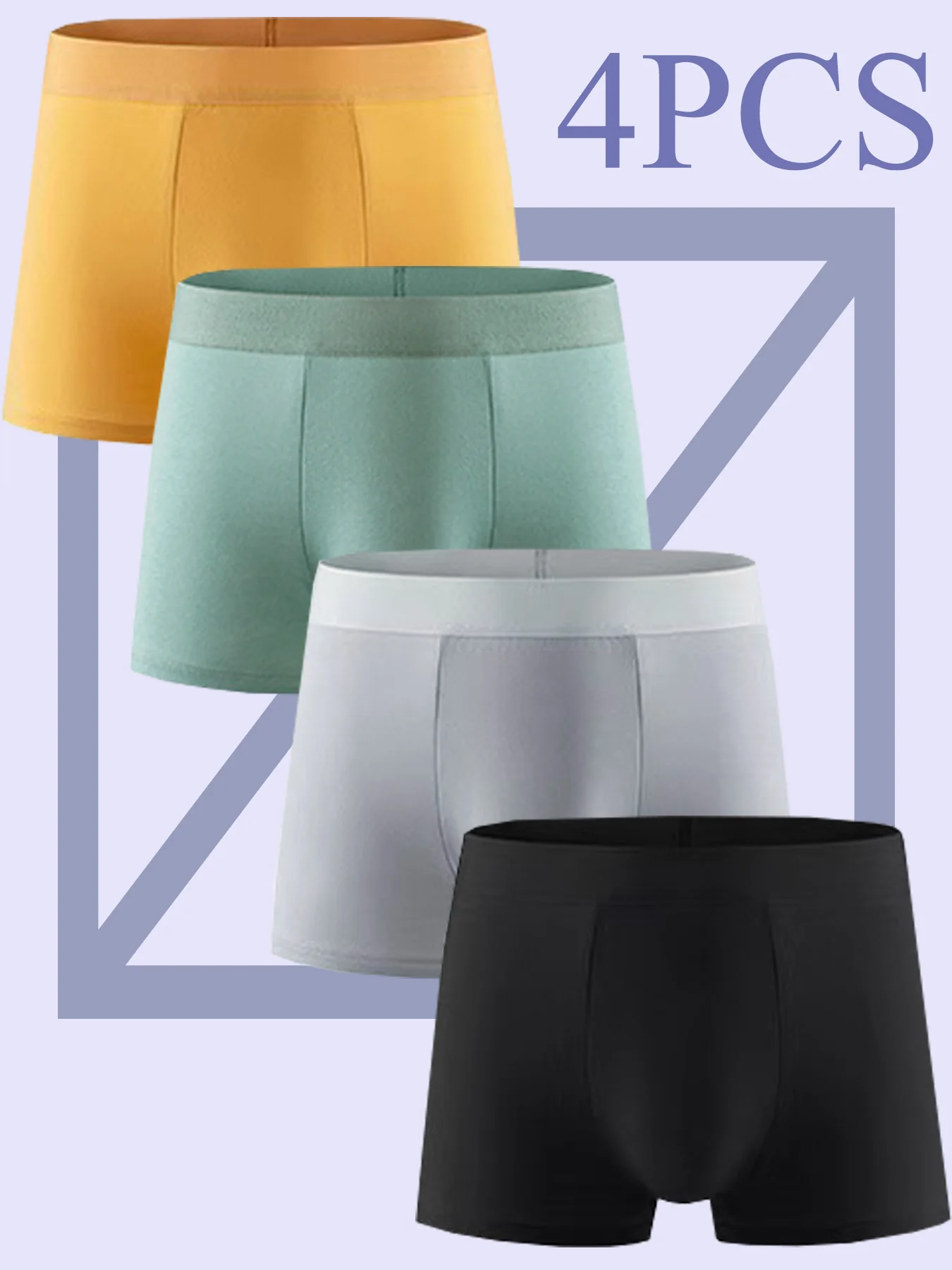 

Набор из 4 предметов! Четыре цвета! Серия однотонного мужского нижнего белья: простые, повседневные, повседневные и спортивные мужские трусы.