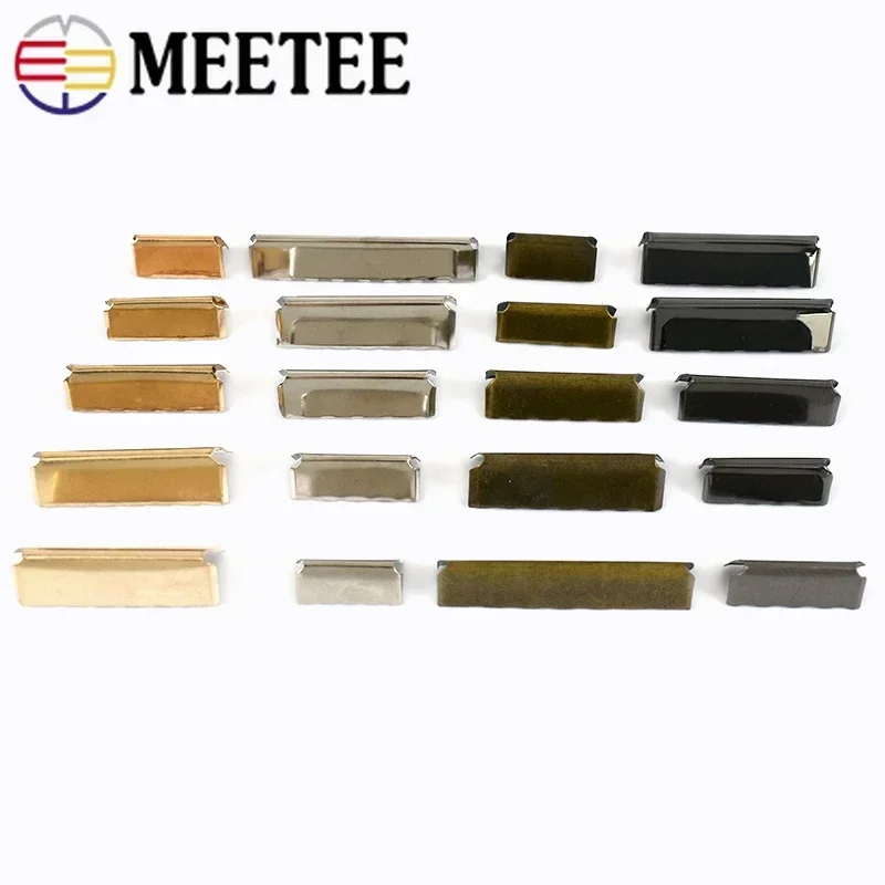 20/50pcs Meetee Metal Belt Clip Buckle Pants Belts Head Tail Stopper Webbbing Cord End Clips Buckles DIY Garment Accessories