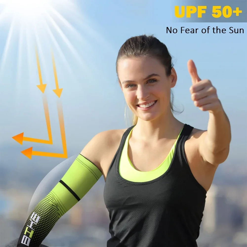 2PCS Summer Sun UV Protection Women Arm Sleeves Reflective Night Cycling Running Arm Warmers Cover Men Sports Armguards Cuff