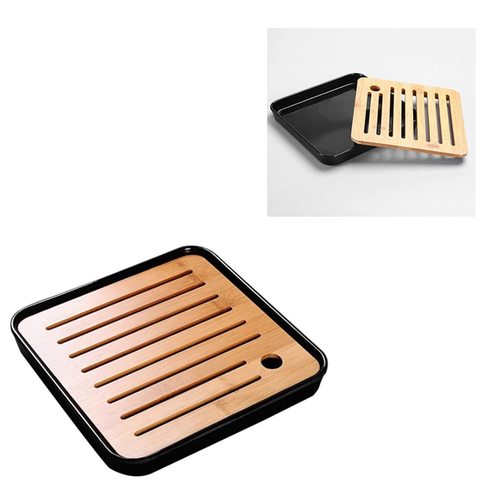 

1pc Small Tea Tray Black Bamboo Material Square Shape Traditional Japanese Tea Set Perfect For Various Occasions And Events
