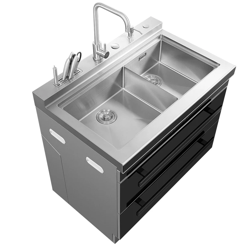 Integrated sink lockers integrated door-to-door sink cabinets large single-slot double-slot stainless steel dishwashing pool