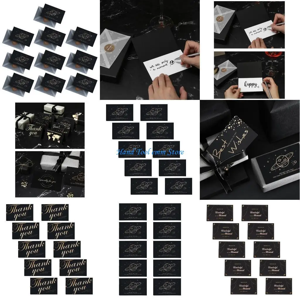 H37F 10 Cái/bộ Dập Nổi Lá Vàng Thẻ Bao Thư Kinh Doanh Cảm Ơn Bạn Thiệp Chúc Mừng Cho Tiệc Sinh Nhật Tắm Cho Bé