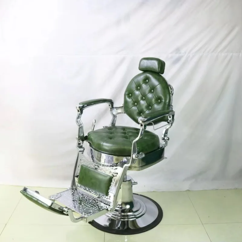 BarBer Men Oil Head Chair Barber Shop Hair Salon Metal Frame Professional Hydraulic Pump Lifting Shaving Face Hairdressing Chair