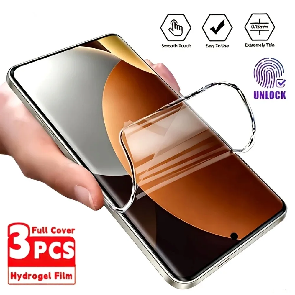 3 piezas de película de hidrogel ultra transparente de cobertura total para Redmi Note 15 14 13 Pro Plus 12 11 10 Pro 14S 12S, protectores de pantalla antiarañazos