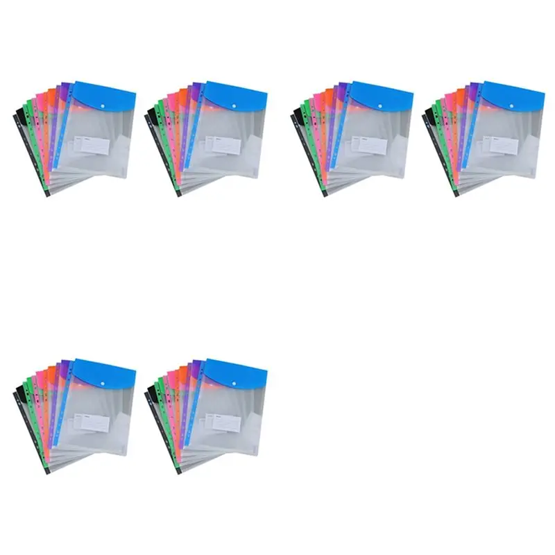 Superior-Binder Pocket Organizer Folders, 36 Pack Expandable Folders Plastic Envelopes Binder Folders For 2/3/4 Ring Binder