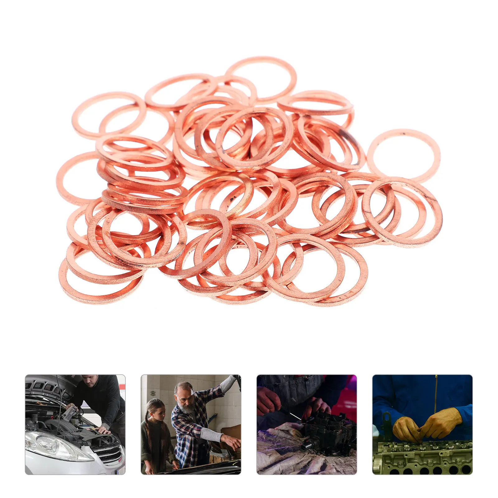 50Pcs Oil Plug Gasket Seal Ring Copper Alloy High Hardness Corrosion Resistant Oil Drain Plug Washer Anti-Leaking Sealing Copper