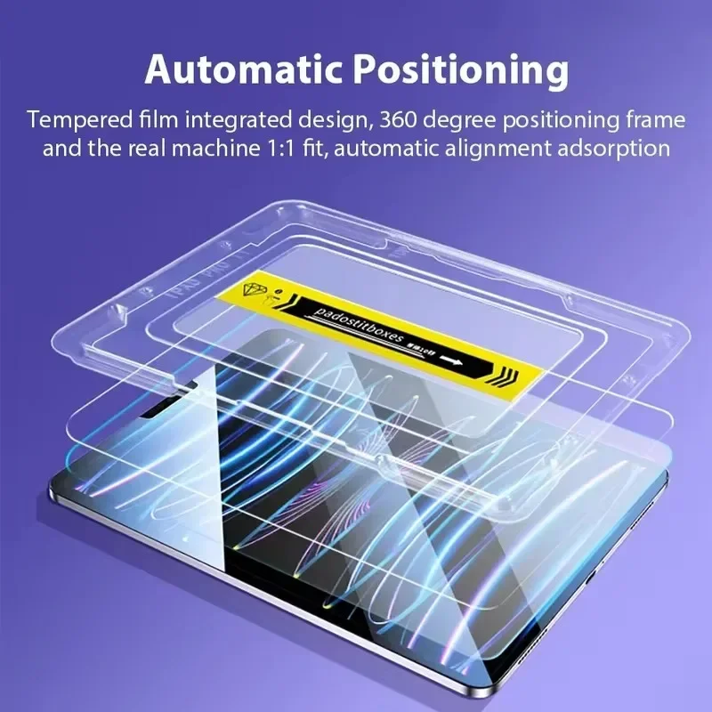 مجموعة تثبيت محاذاة تلقائية من الزجاج المقسى لجهاز IPad Air 6 11/13 " 2025 2024 Air6 واقي للشاشة لجهاز iPad2025 A16 طبقة رقيقة واقية