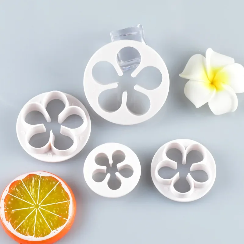 4Pcs/Set Plum Flower Plunger Fondant Mold Cutter Sugar Craft Cake Decorating Tools Cake Baking Accessories Wholesale