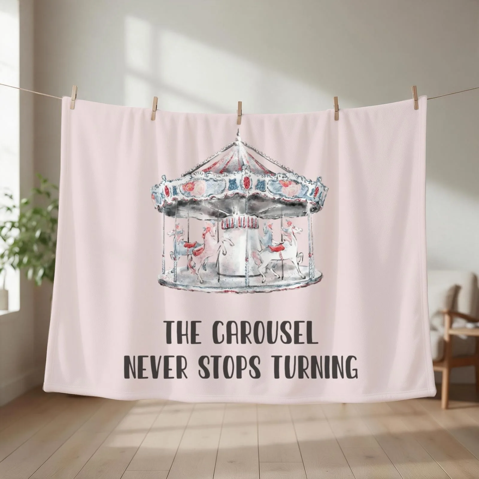The carousel never stops turning Throw Blanket couch cozy soft plush fuzzy picnic outdoor blanket