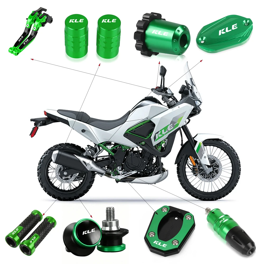 

KLE500 SE Parts Kickstand Enlarger Pad Side Stand Extension Pad Wheel Tire Valve Cap For KAWASAKI KLE 500 SE 2026 Accessories