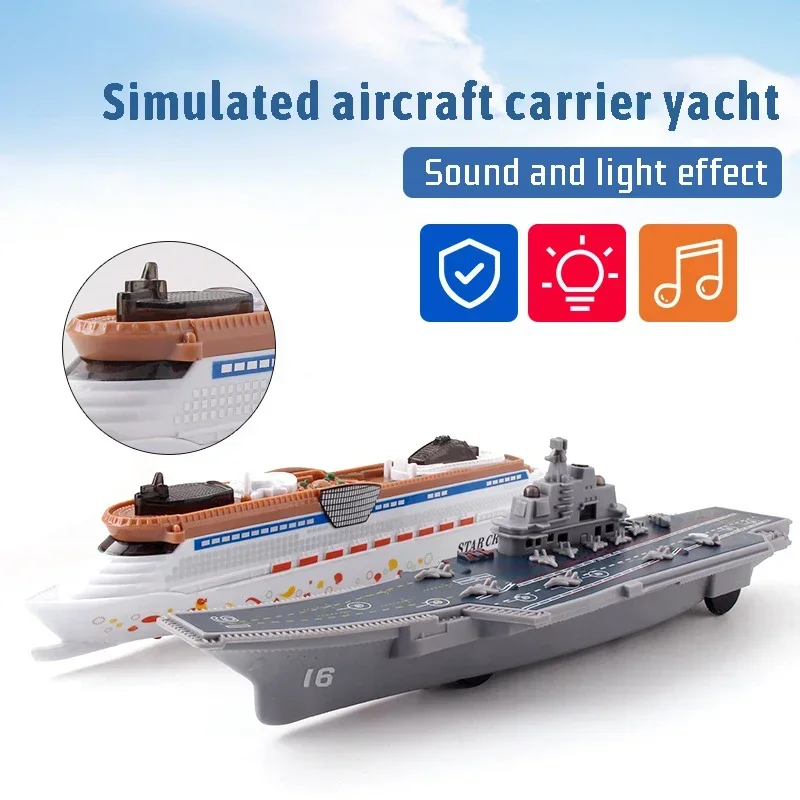 

24cm Inertial Simulation Aircraft Carrier Yacht Model Toy Simulation Sound And Light Sound Effects Ship Boy Child Toy Ship Model