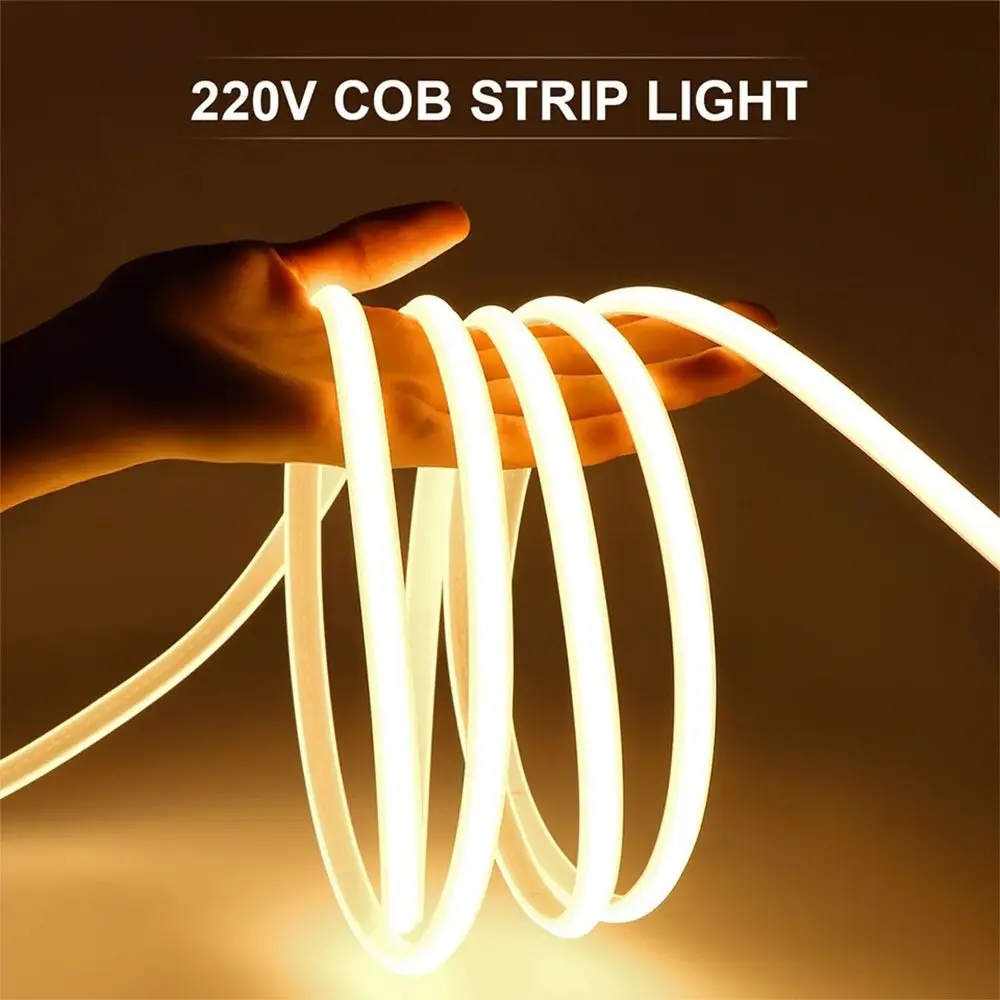 

Garden Super Bright COB LED Strip Light Flexible Backlight Kitchen Lamp Tape EU Plug Waterproof Neon Strip Light Outdoor Lamp