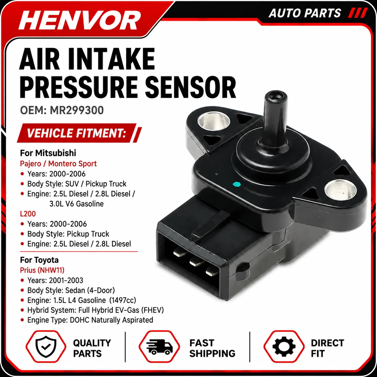 Air Intake Pressure Sensor MR299300 For Mitsubishi Pajero Montero Sport L200 MAP Sensor Replacement