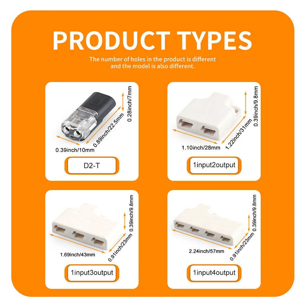 DIY GO Steckbarer Kabelverbinder-Set mit 1-zu-2/3/4-Wege-Splitter, Keine Crimp-Verbindung, Push-in-Anschluss für Auto, Moto, LED-Streifen, Anschlussdose – Detail 6