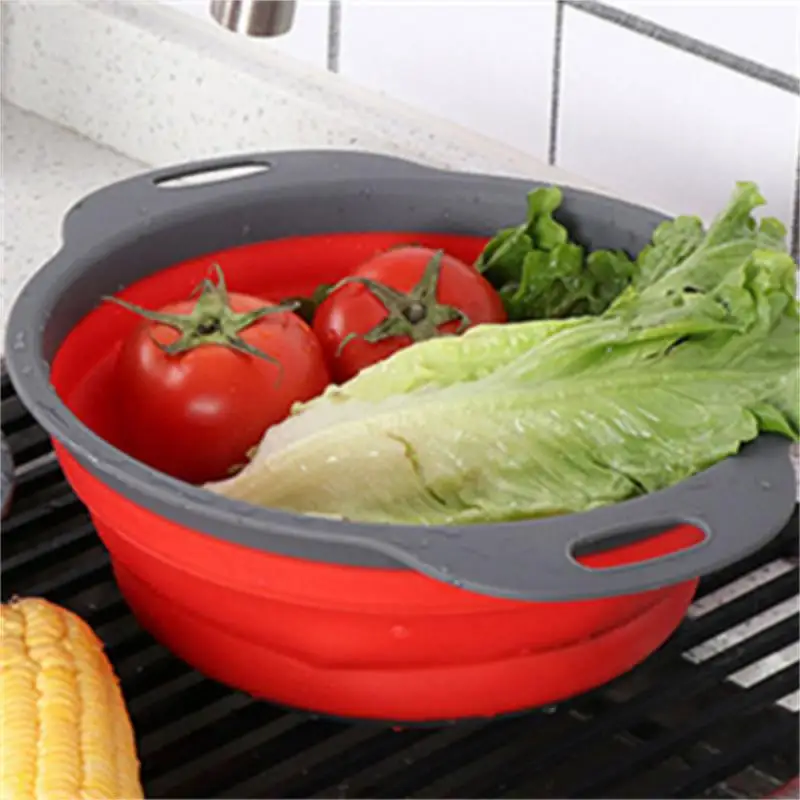 Colander Strainer Collapsible Drainer Kitchen Tool 2024 Silicone Round Folding Vegetable Fruits Washing Drain Basket