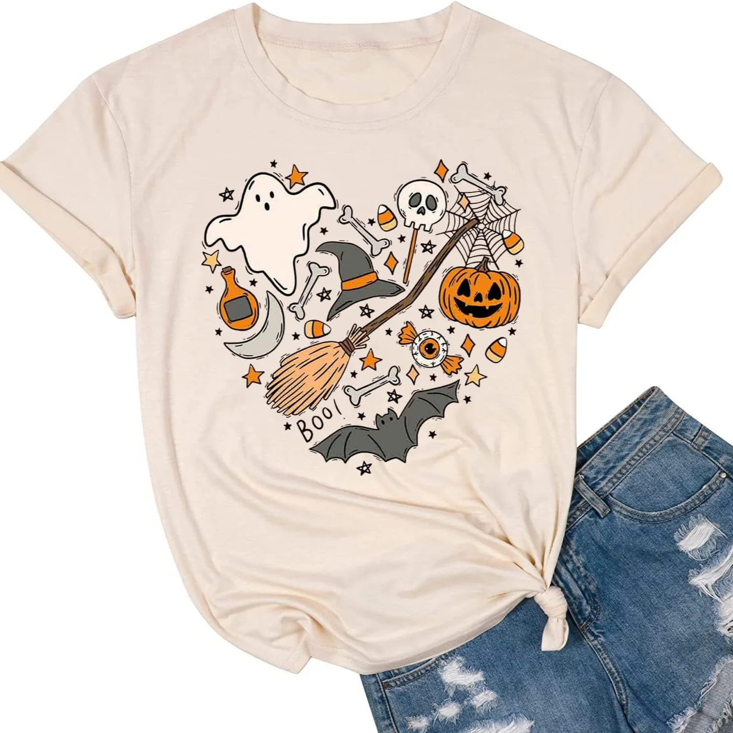 roupas feminina graphic t shirts ropa mujer juvenil gyaru essentials halloween pumpkin body suits women shoujo girl aesthetic