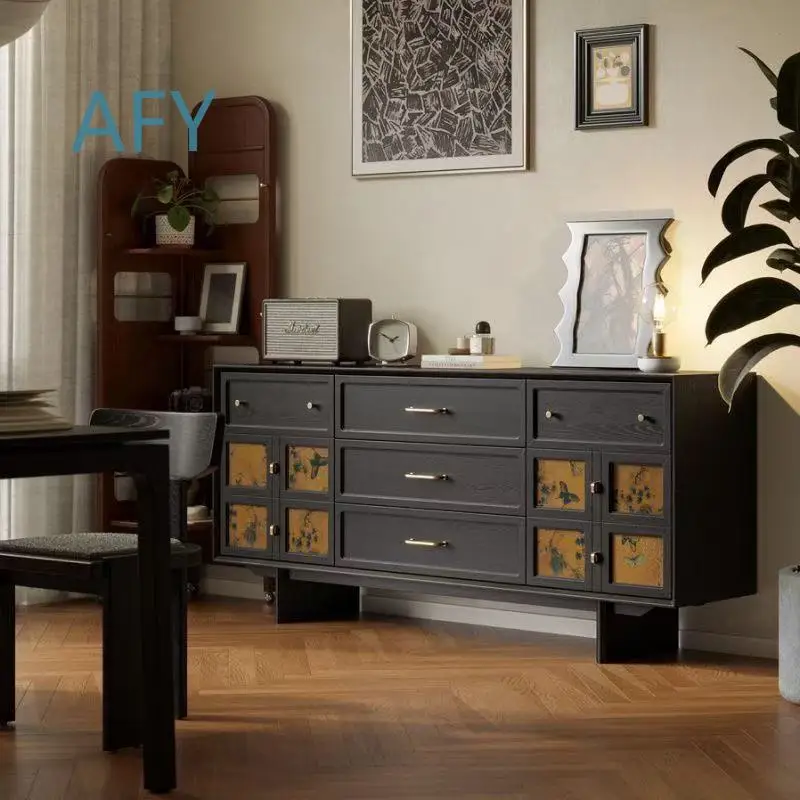 Retro Solid Wood Buffet Cabinet for Dining Room Bar Storage Sideboard for Living Room Tea Table Mid Century Modern Vintage