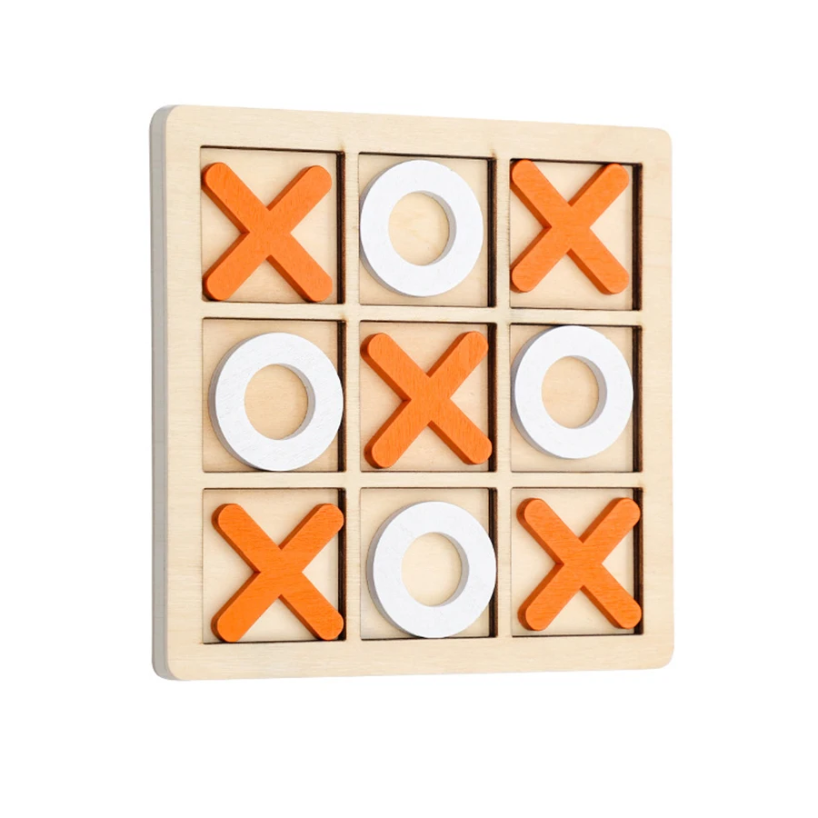 Tic Tac Toe Spiel Klassisches XOXO Brettspiel Familienspaß Reisespielzeug Strategiespielzeug Perfekt für Geburtstagsgeschenke Holz 3x3 Gitter JXB
