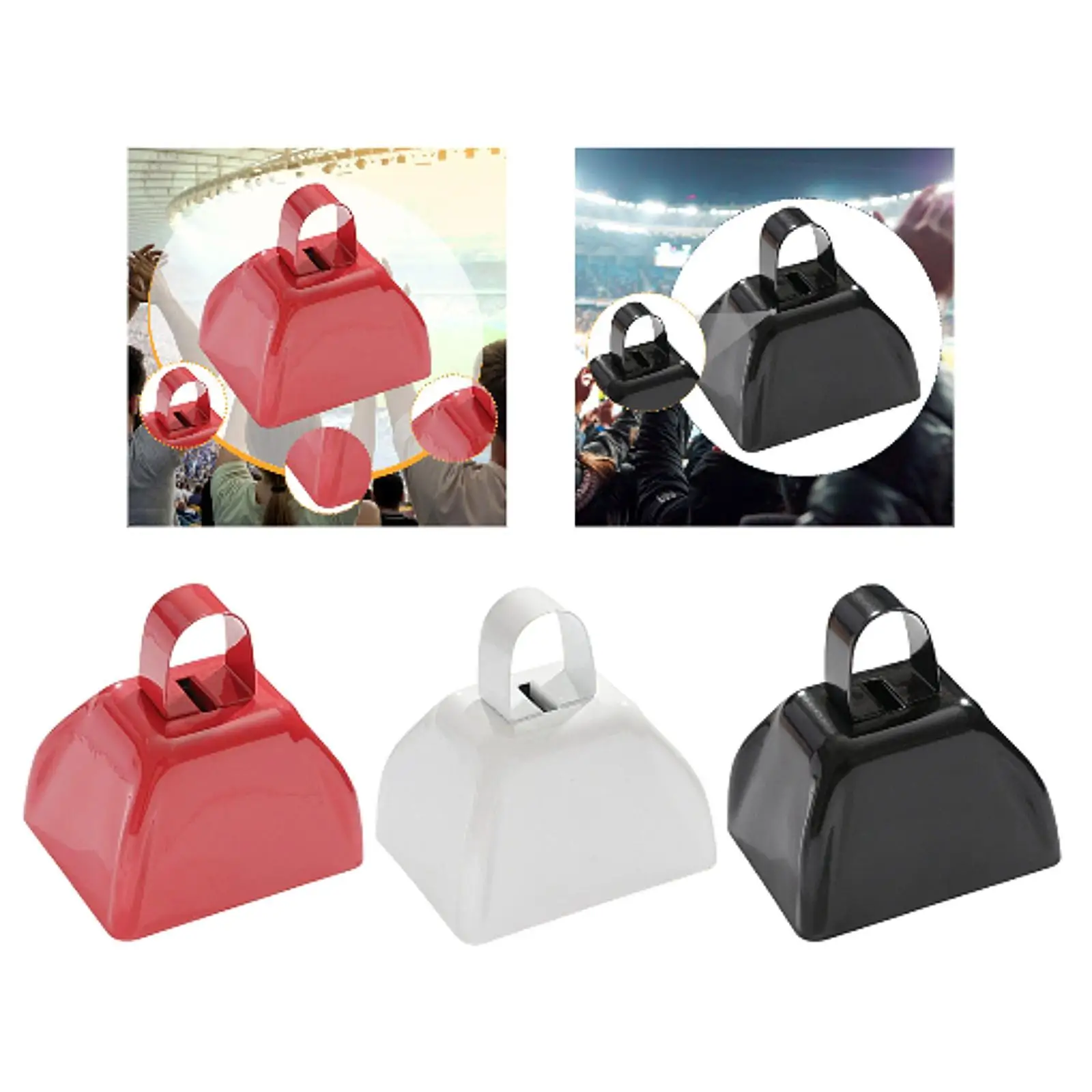 

Metal Cowbell with Handle Cheering Bell & Chimes Loud Noisemaker for New Years Cheering Celebrations Party Football Games