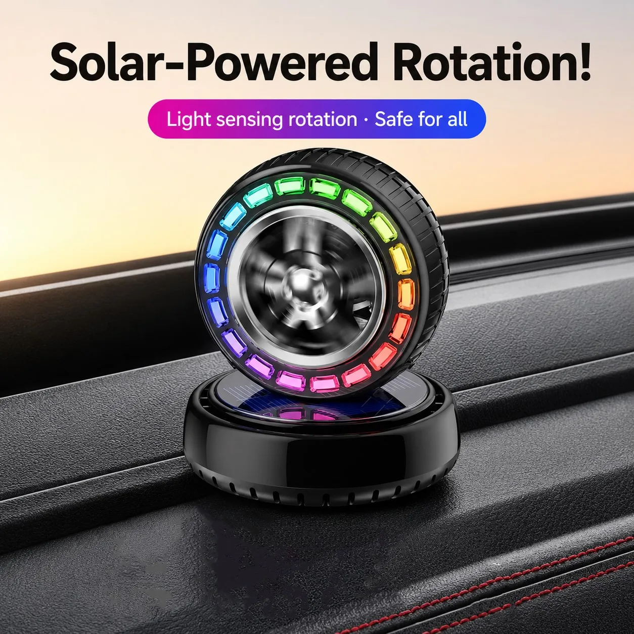 Solar-powered Car Ambient Light Air Fresher with Colorful Fragrance No Charging Smart Sensor Ambient Light Perfume Deodorizer
