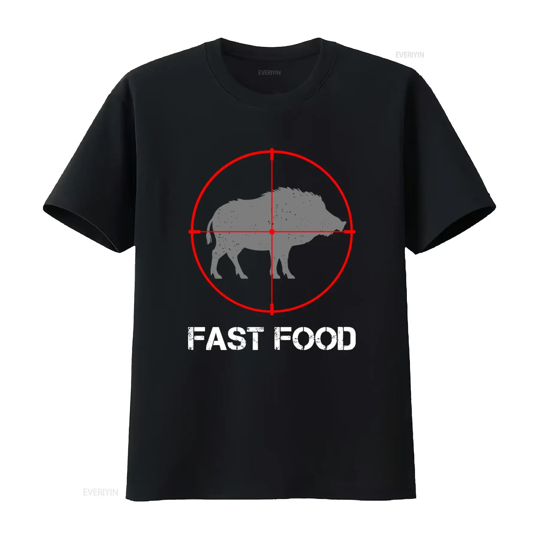 Fast Food Wild Boar Hunting T Shirt Unique s for Men vintage Washed fashion Top For Everyday Wear Stretched designer clothes
