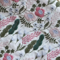 New Embroidered Cotton and Linen Fabric Sofa Pillow Tablecloth DIY Handmade Fabric Japanese style