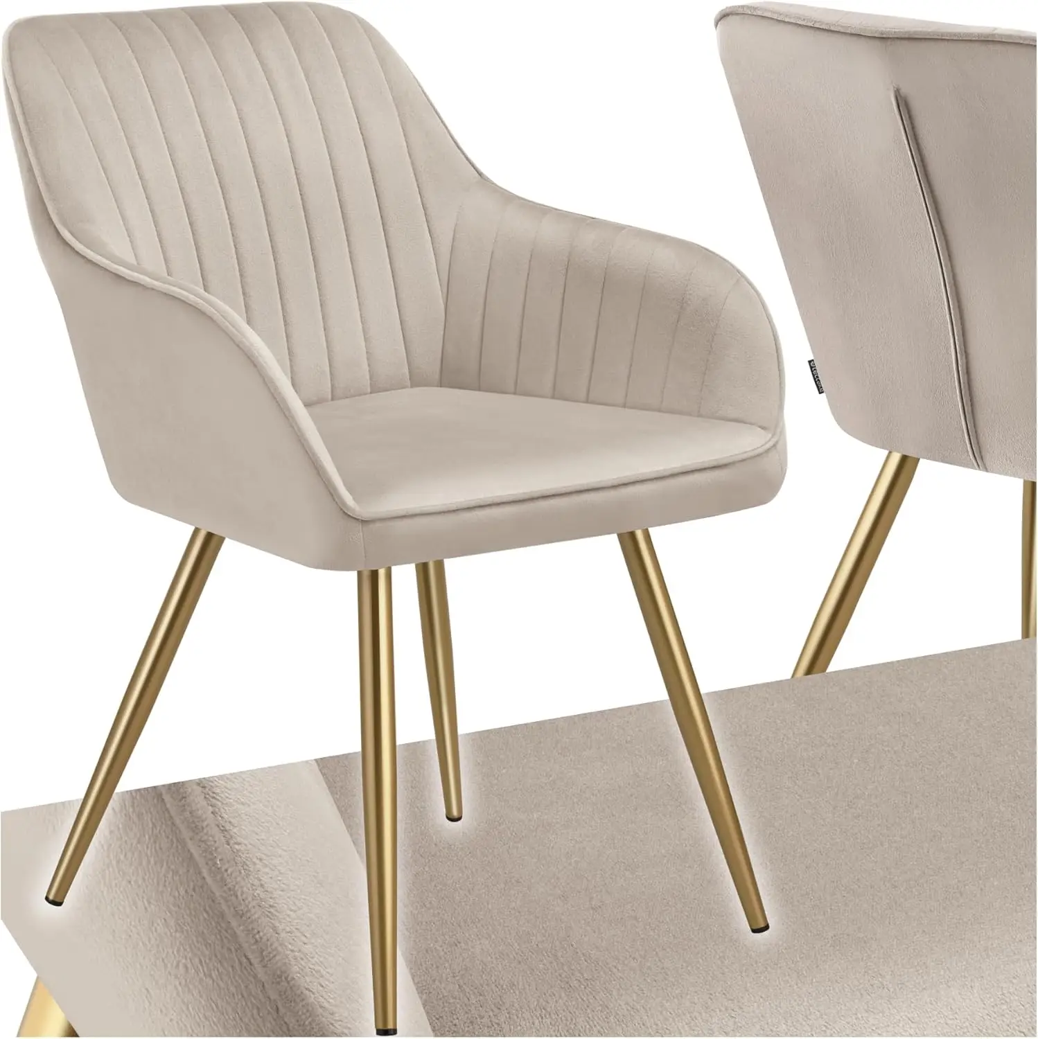 Esszimmerstuhl, Quilted Velvet Fabric Chair, mit Armlehnen, als Essgruppe, Kitchen Chairs modern, Cozy Armchair Wohnzimmer, Di