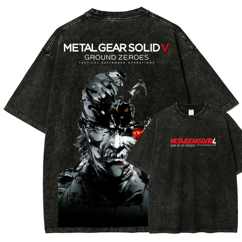 Customization Hot Sale Classic Game METAL GEAR SOLID Graphic Print T-Shirt Men Women Retro Washed Cotton Oversized Fashion Top S