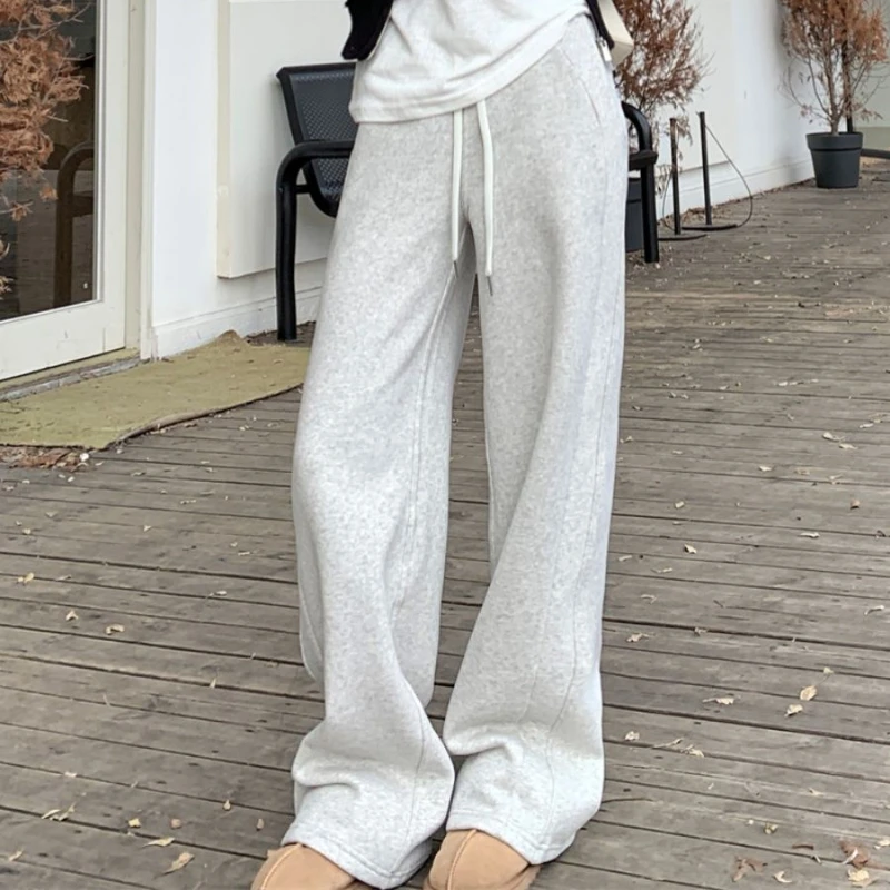 Deeptown Baggy Gray Sweatpants Women Jogger Sports Korean Style Harajuku Pants Casual Jogging Wide Leg Trousers Summer Fashion