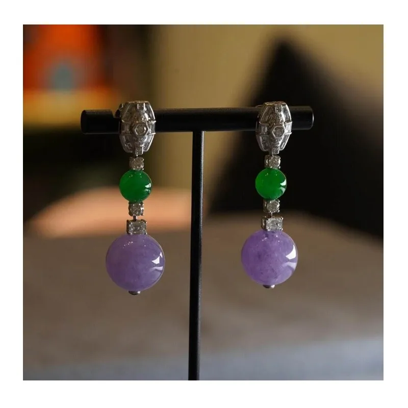 

Sister Bingbing Has The Same New Chinese-style Purple Chalcedony Earrings, National Style Stud Earrings, High-end and Unique New