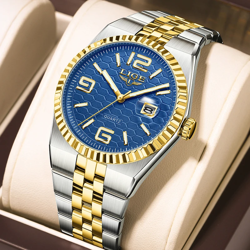 

Мужские часы LIGE, модные часы высшего класса, роскошные светящиеся водонепроницаемые часы для мужчин, спортивные кварцевые часы с хронографом из нержавеющей стали, мужские часы