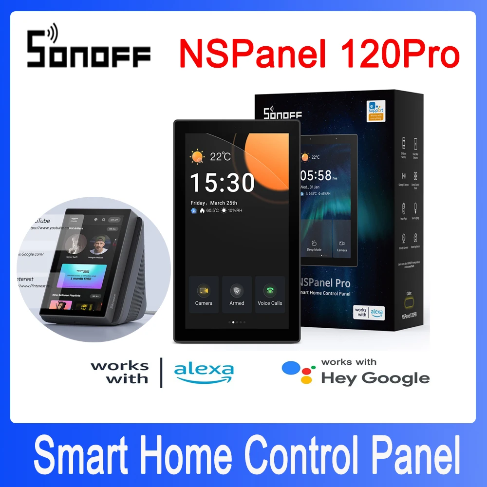 

SONOFF NSPanel Pro 120Tpye Smart Home Control Panel Touch Screen Zigbee3.0 Gateway Voice Control Via Alexa Google Matter eWeLink