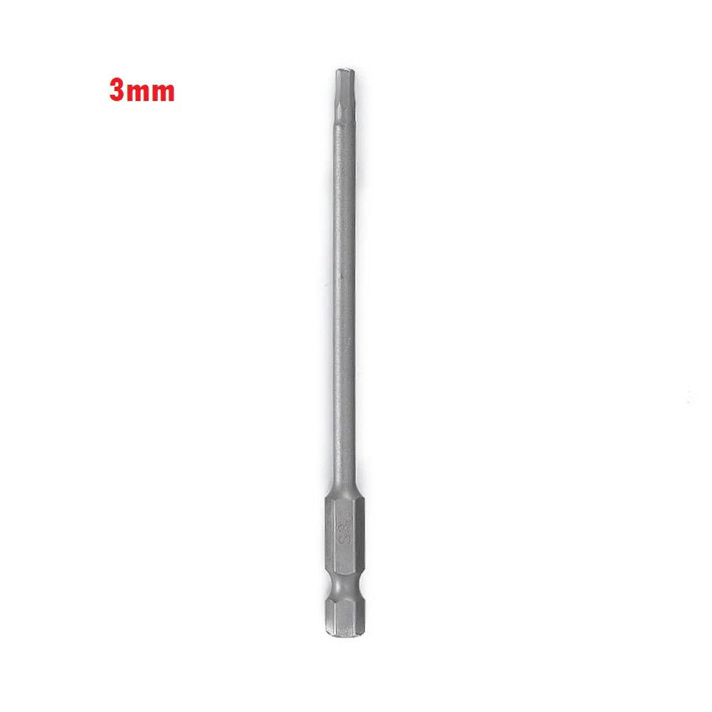 Prata Chave de fenda Bit para cabo ou brocas sem fio, Hex Shank, Hex Shank, Hex Shank, 1/4 "Hex, 100mm, punho magnético, Hexágono