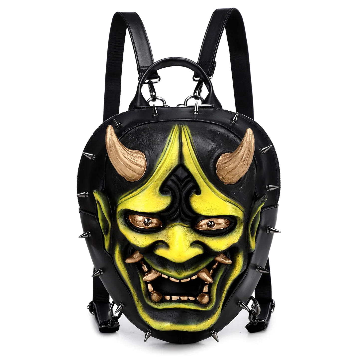Mask Backpack - 3D Sculpted Punk Style Studded Gothic Unisex Bag for Men and Women, Dark Alternative Fashion Statement