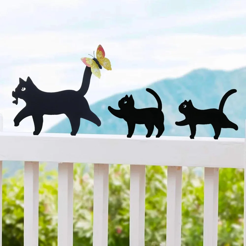 Metal Cat Garden Decoration Courtyard Lawn Garden Pile Outdoor Farmhouse Home Art Decoration Suitable for Cat Enthusiasts