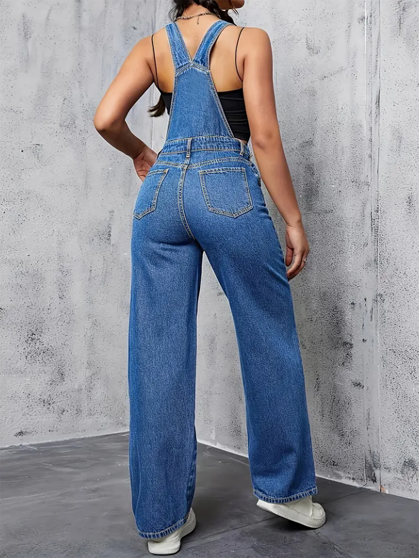 Plus size feminino solto macacão calças jeans casual wear todas as estações lavado elástico plus size macacão jeans feminino