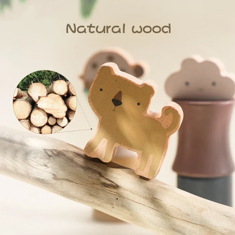 Kid Montessori Toy Baby Wooden Animal Stacking Toys Balance Blocks Board Game Educational Balance Stacking Blocks Toy Baby Gifts