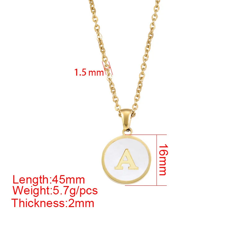 Minimalist Initial Enamel White A-Z Pendant Letter Alphabet Personalize Pendant Necklace for Women Men Jewelry Gift