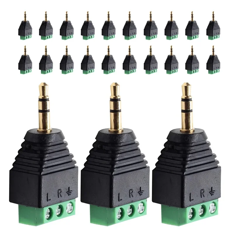 5/20/100PCS 3.5mm Stereo Male Plug to AV Screw Video Balun Terminal Jack Male 3 Pin 3Pole 1/8 Inch Terminal Block Connector
