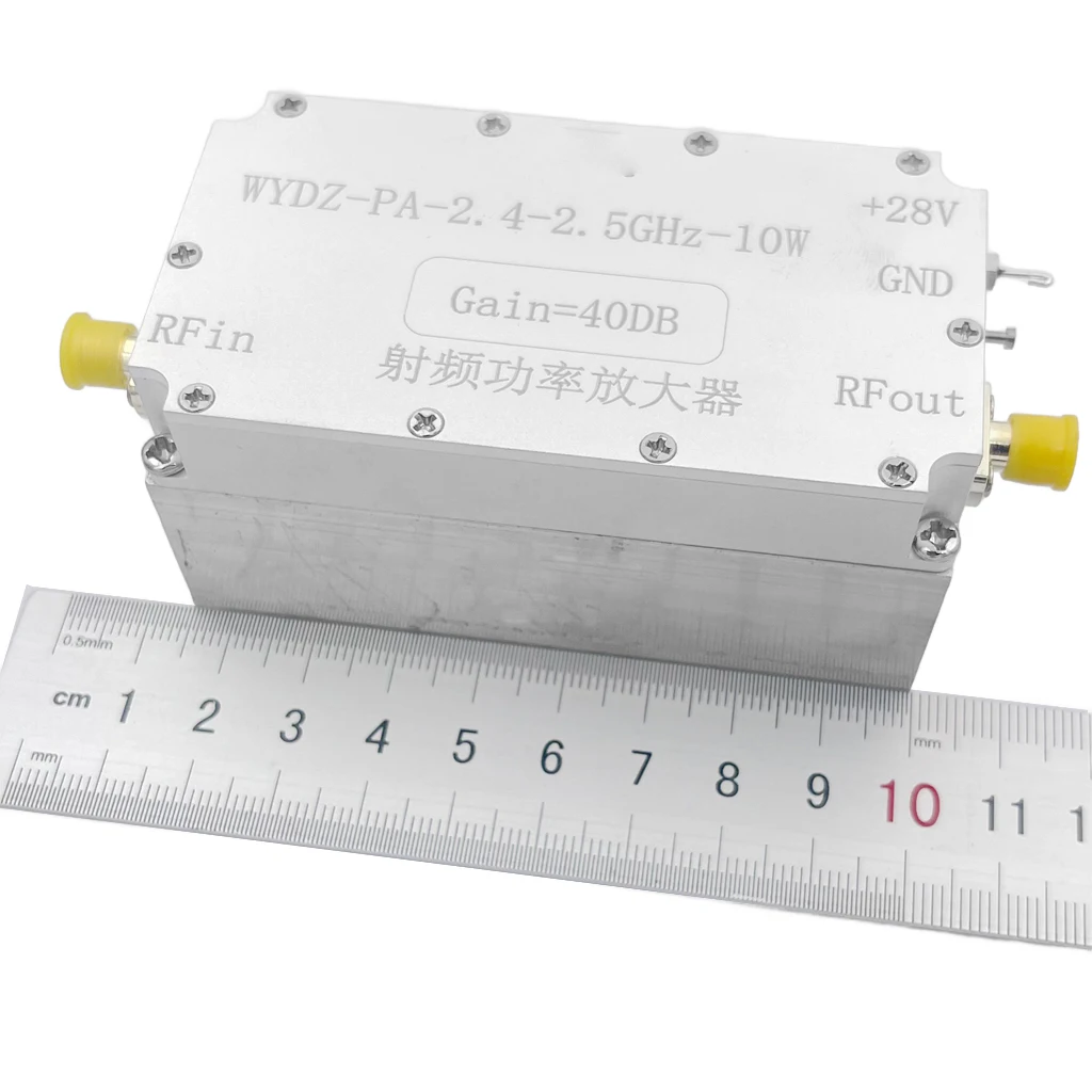 WYDZ-PA-2.4G-10W RF Power Amplifier 2.4GHz Output 10W Gain 40dB with SMA Female Connector & External Heat Sink