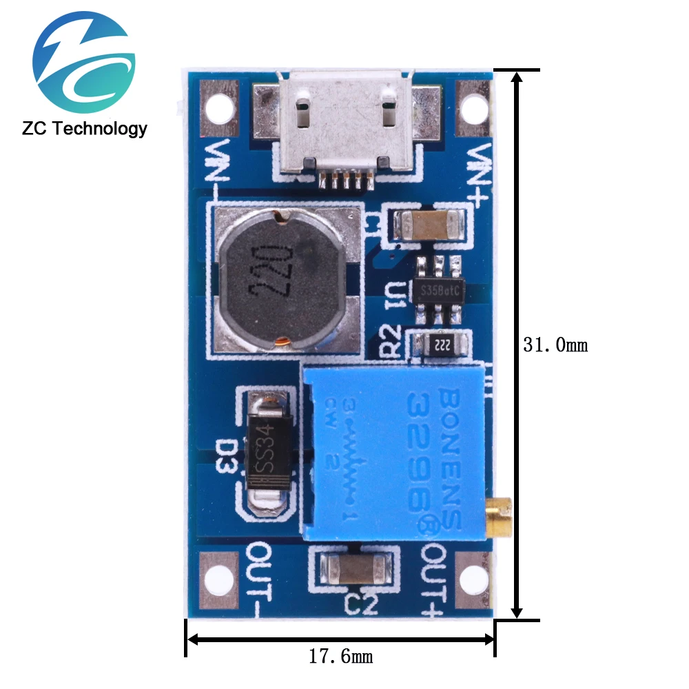 1/5/10PCS MT3608 SX1308 DC-DC Step Up Converter Booster Power Supply Module Boost Micro TYPE-C USB MAX output 28V 2A For Arduino