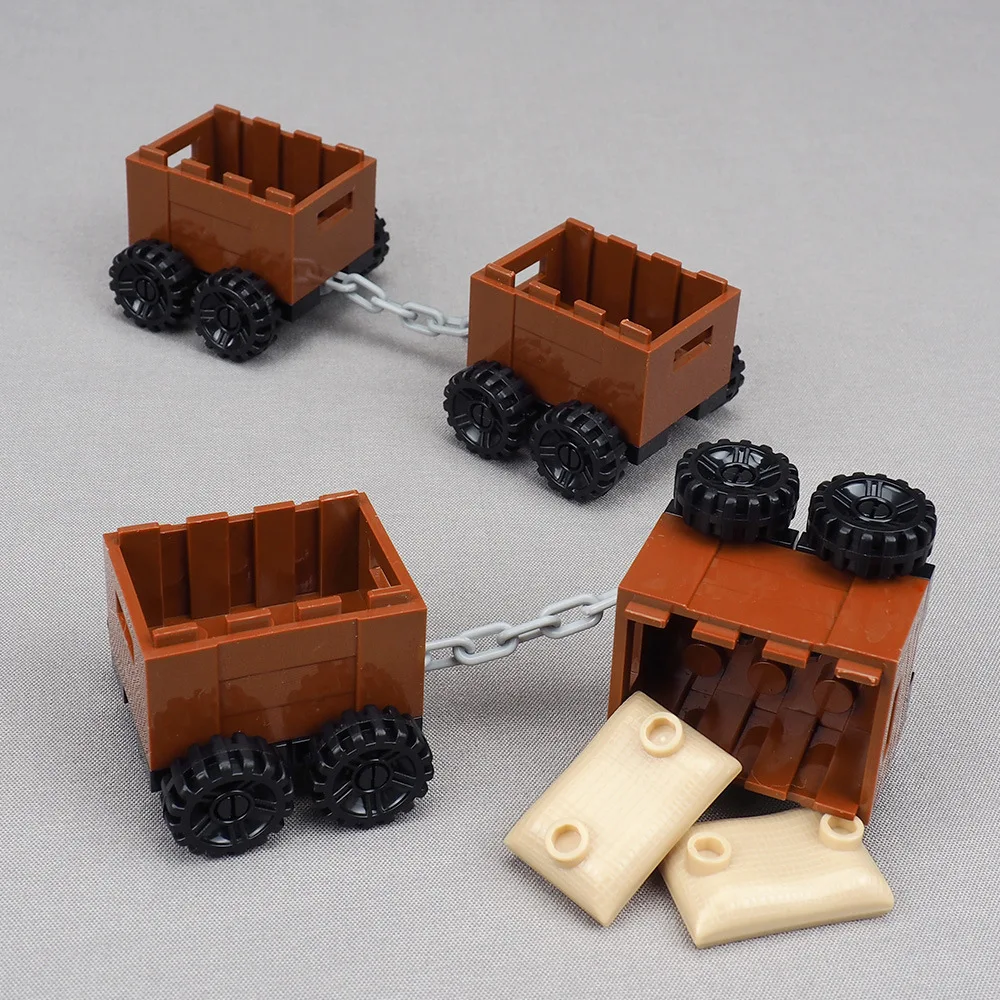 MOC 1PCS Mini Chain Box Equipment Transport Truck Building Blocks Kit Figures Military Vehicle Particle DIY Toys Children Gifts