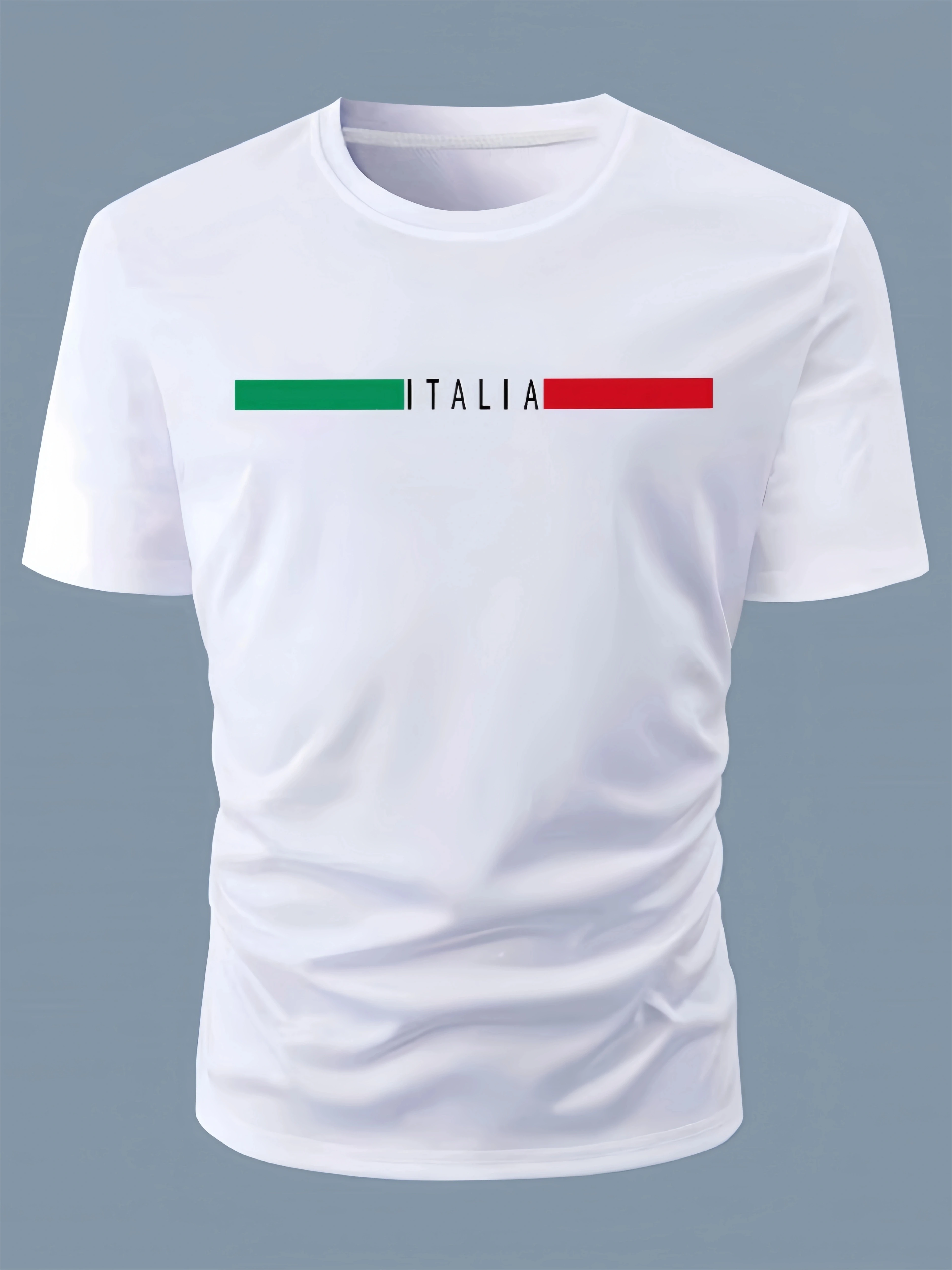 （Miniso) Summer men's 100% cotton casual loose oversized Italia print Kid Cotton T-shirt top Men Oversized T Shirt Men Clothing